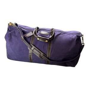 T Anthony Duffle Bag Purple 30" Canvas Leather Trim Travel Soft Case Locking